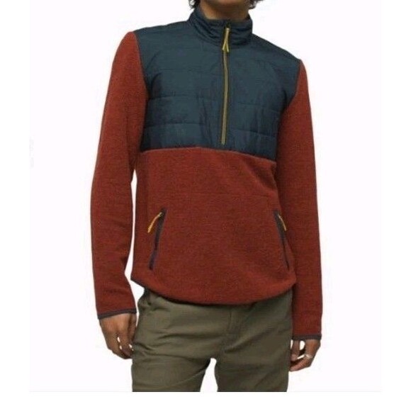 NWT Prana IncrediWool 1/2 Zip Sweater Pullover Men's XXL Rust Heather Wool Blend - Picture 1 of 11